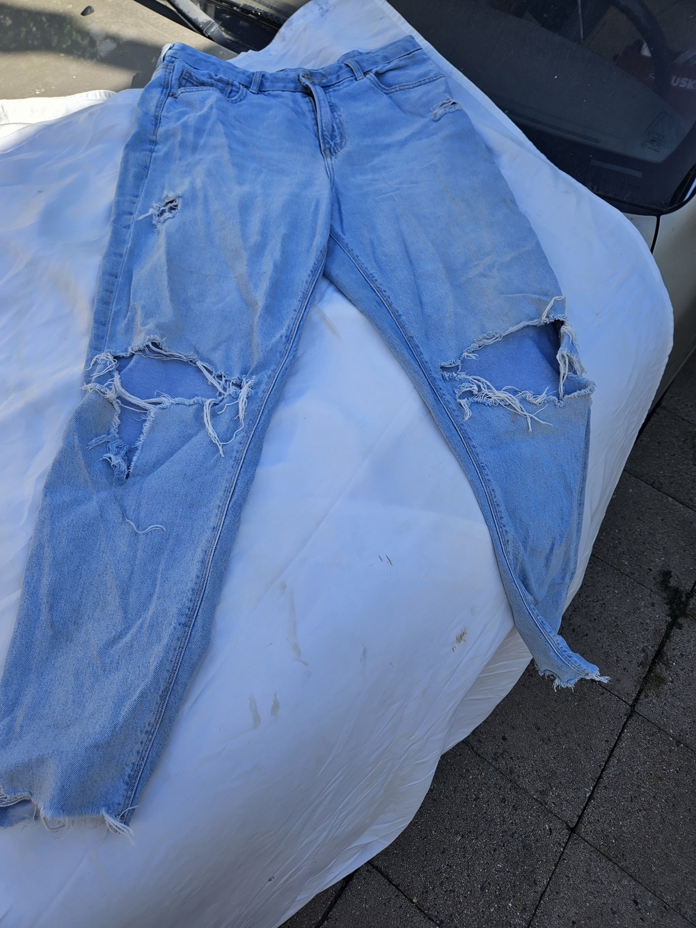 American Eagle Outfitters Light Blue Distressed Boyfriend Jeans
